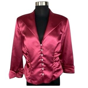 J.R. NITES Vintage Red Satin Blazer Size 8
